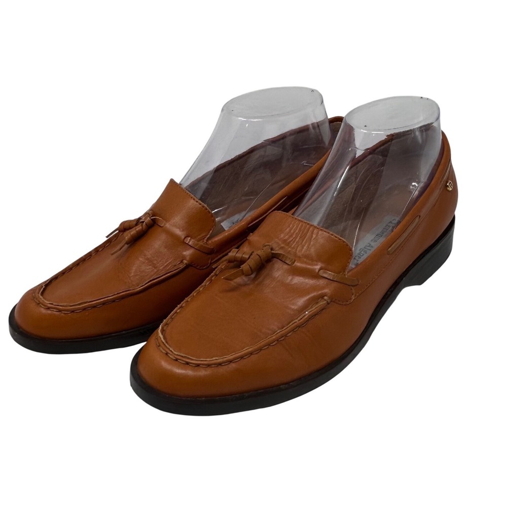 Etienne Aigner Gotham Tan Leather Tassel Loafers Womens 8.5M Brown Flats Shoes
